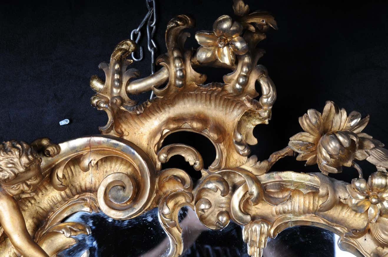 19th Century Antique Rococo Mirror Gilded Around 1880, Napoleon III photo furniture
