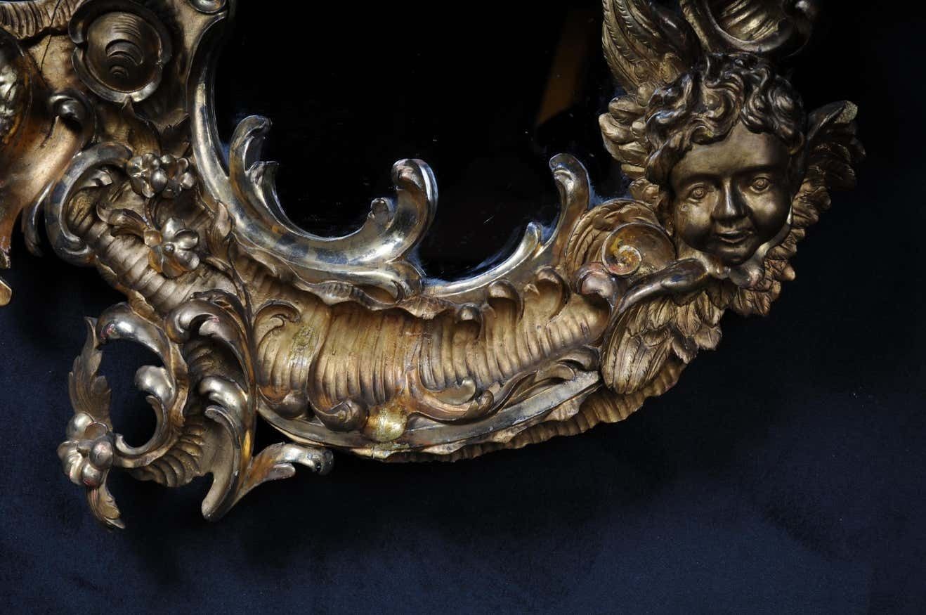 19th Century Antique Rococo Mirror Gilded Around 1880, Napoleon III photo Home Decor