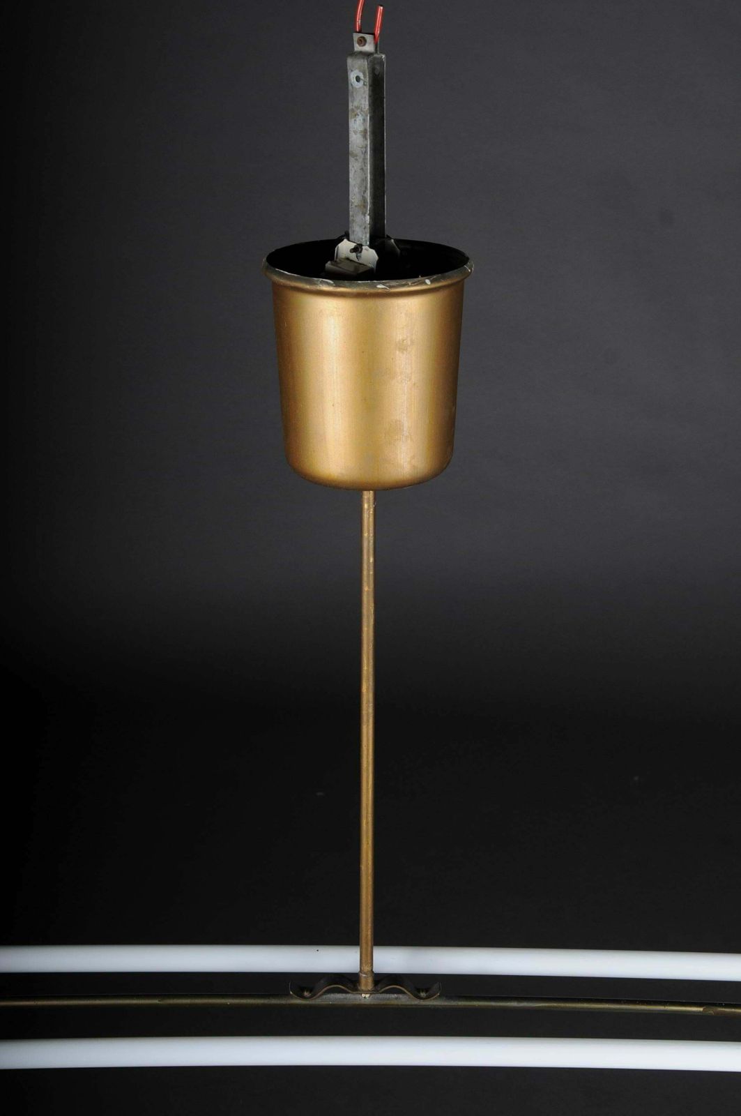Large Vintage Ceiling Lamp, Ceiling Lamp Brass Neon Tube, 1950''S photo vinterior