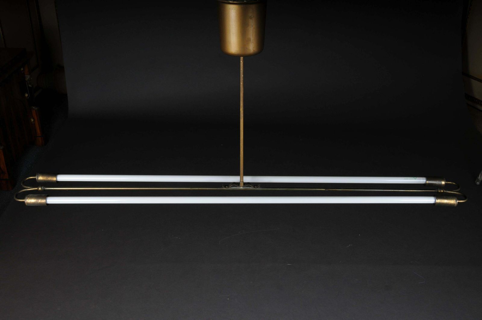 Large Vintage Ceiling Lamp, Ceiling Lamp Brass Neon Tube, 1950''S photo vintage