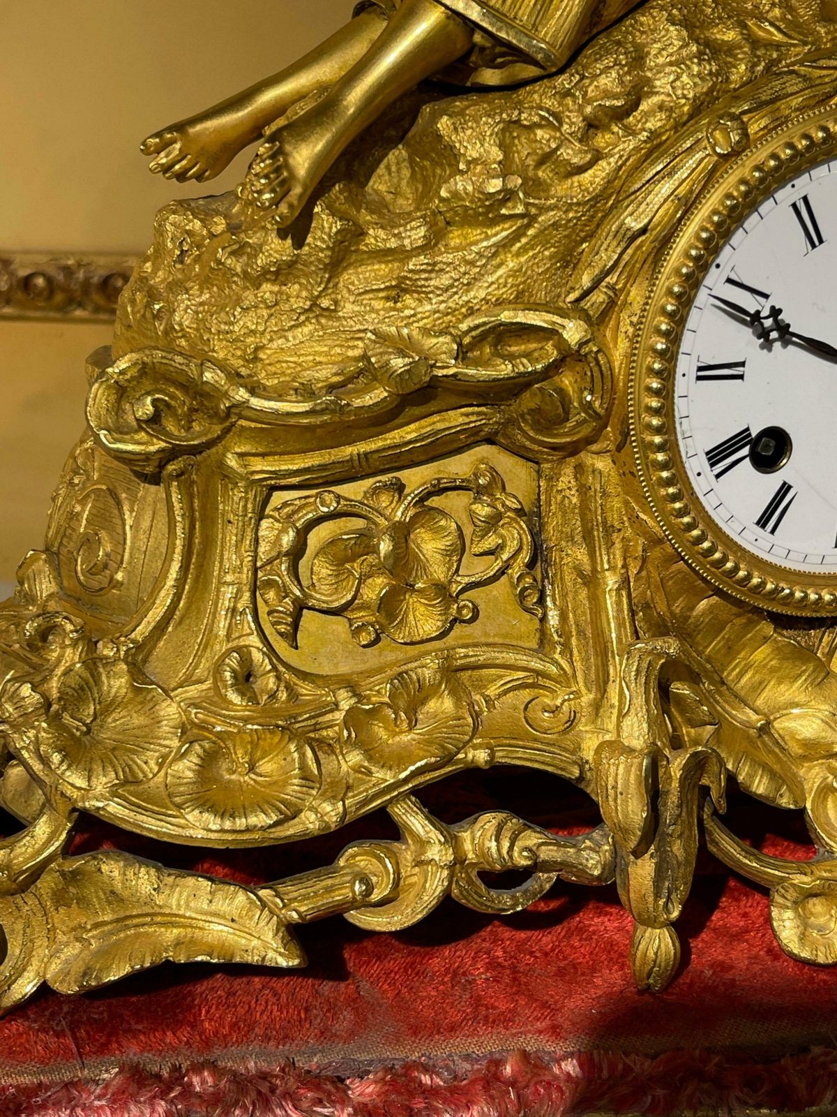French Mantel Clock  Pendulum Clock Fire Gilt  Around 1870 1880 photo for sale