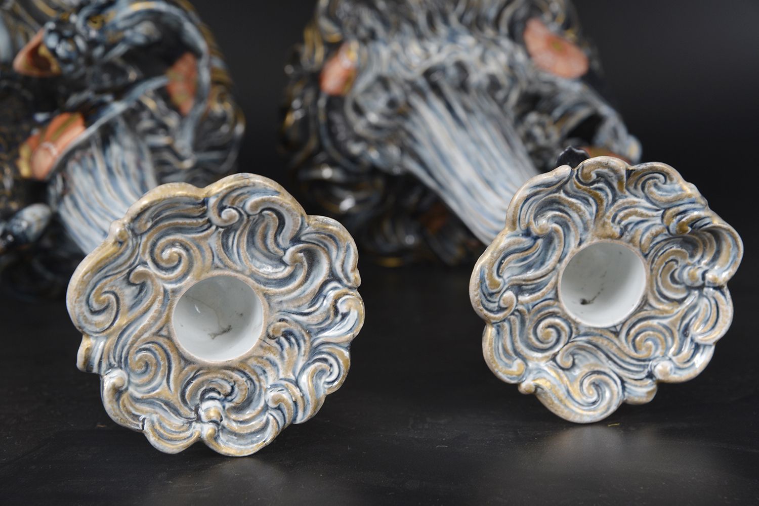 275.0 20th Century Pair Keller & Guerin French Pottery Candlesticks Lunéville Saint Clement photo