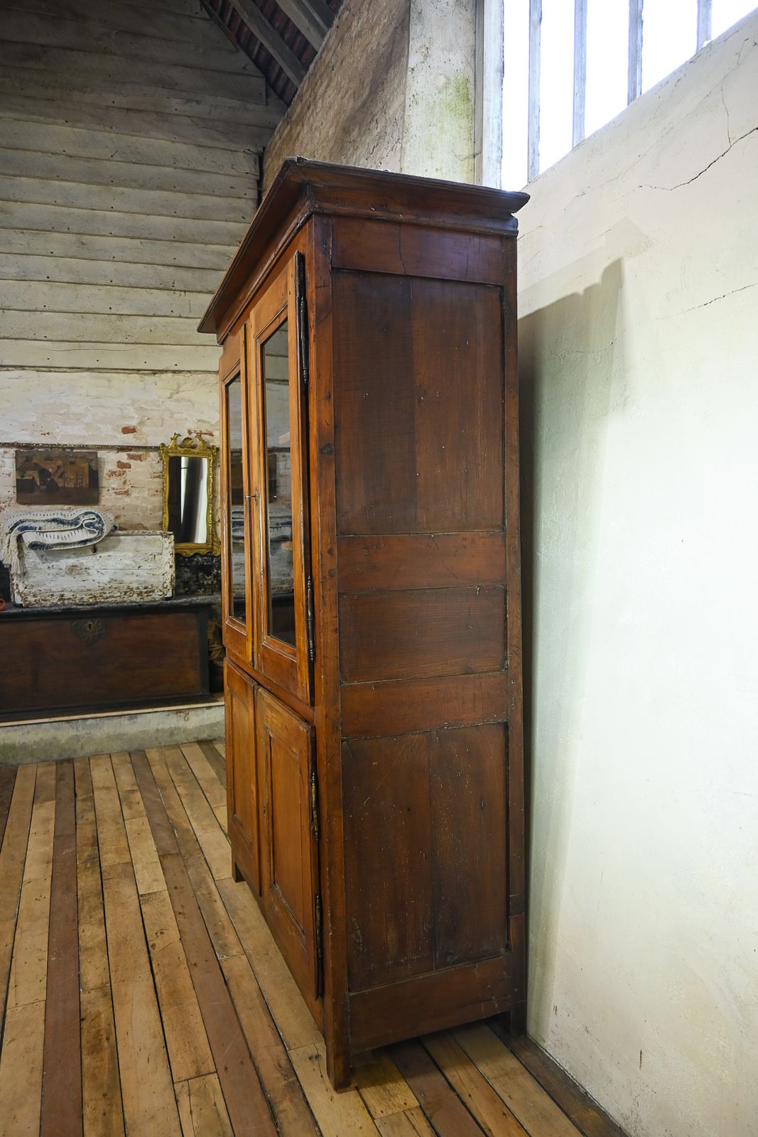 A Charming Mid 19th Century French Cherrywood Glazed Cabinet Bookcase photo Furniture