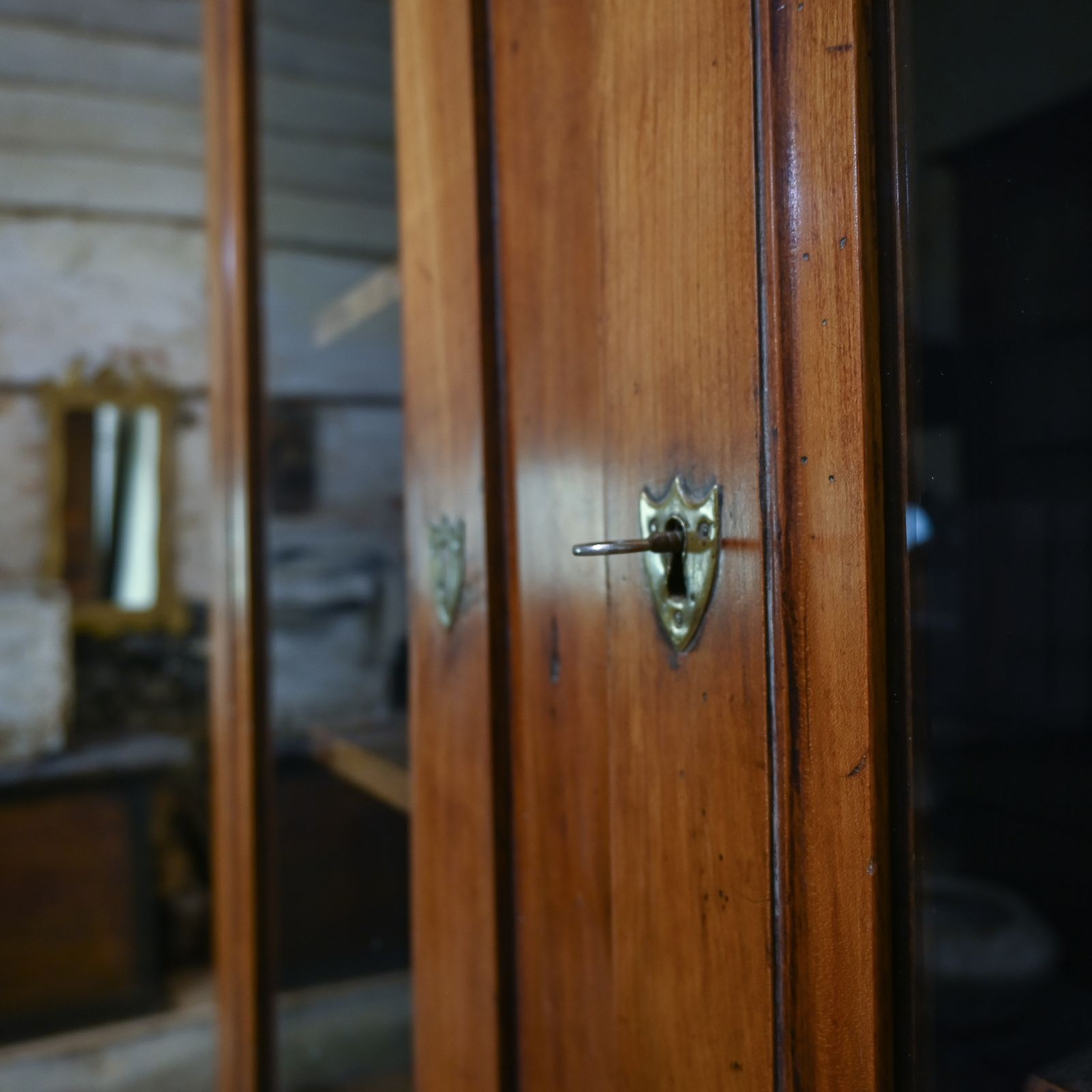 photo for sale A Charming Mid 19th Century French Cherrywood Glazed Cabinet Bookcase