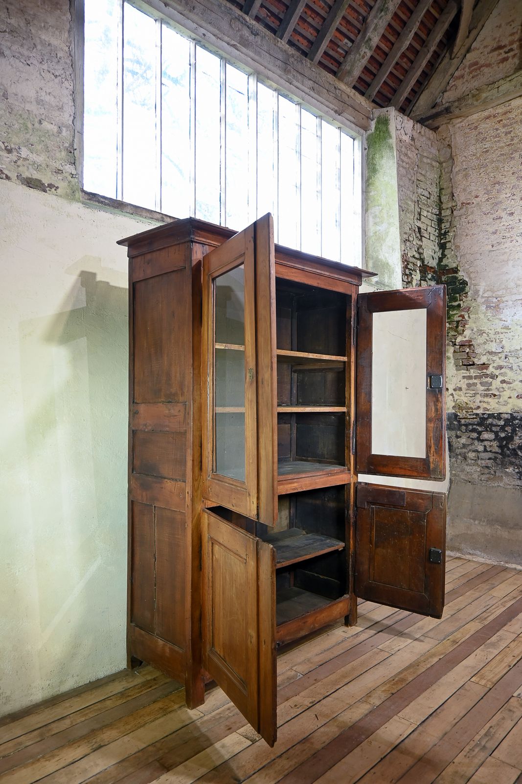 Furniture A Charming Mid 19th Century French Cherrywood Glazed Cabinet Bookcase photo