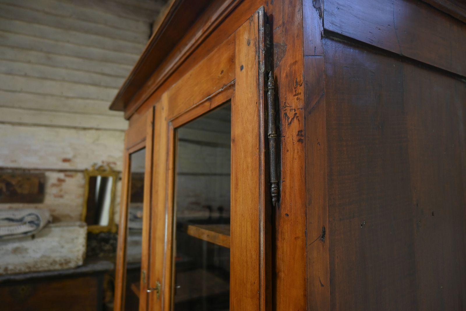 photo buy A Charming Mid 19th Century French Cherrywood Glazed Cabinet Bookcase
