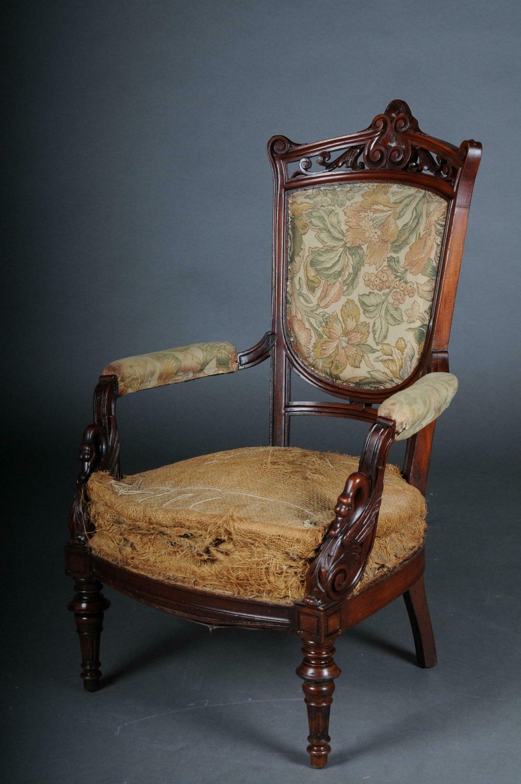 19th Century Unique Empire Armchair Around 1820 France Mahogany photo vintage