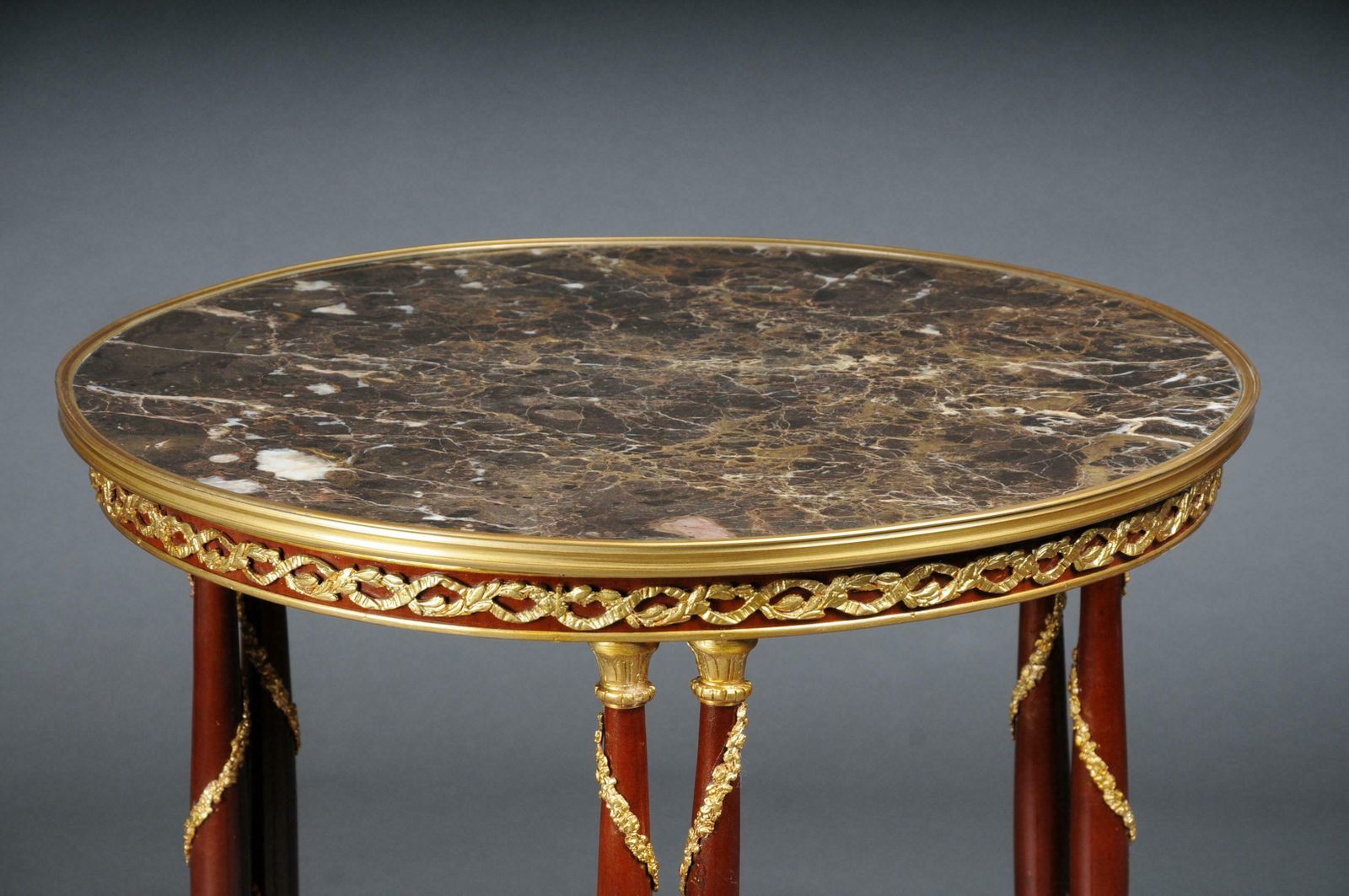 20th Century Majestic Empire Salon Table/Gueridon, Beechwood, Marble photo Furniture