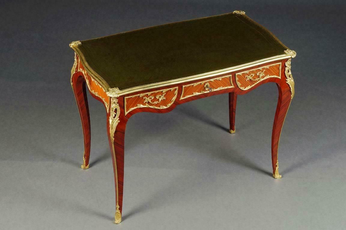 20th Century Louis XV Style Womens Tulip Veneer Bureau Plat Or Desk photo furniture