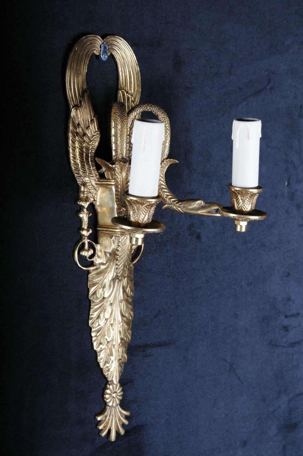 Pair Of French Bronze Wall Appliqués Or Sconces Empire Style photo vinterior