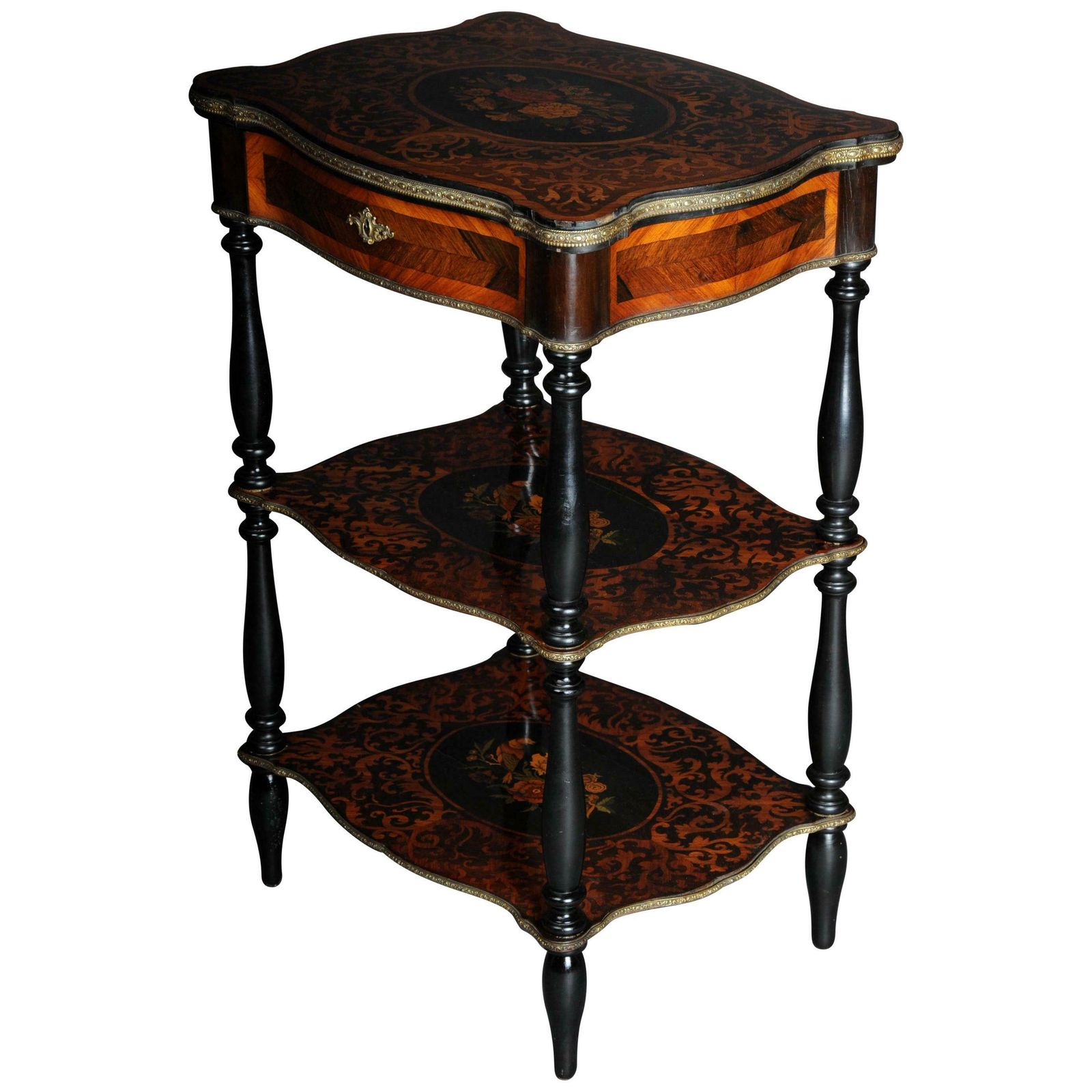 19th Century Marquetry Side Table With Jewellery Box  Circa 1870