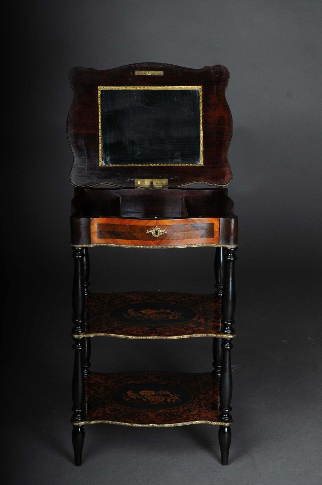 3145.0 19th Century Marquetry Side Table With Jewellery Box  Circa 1870 photo