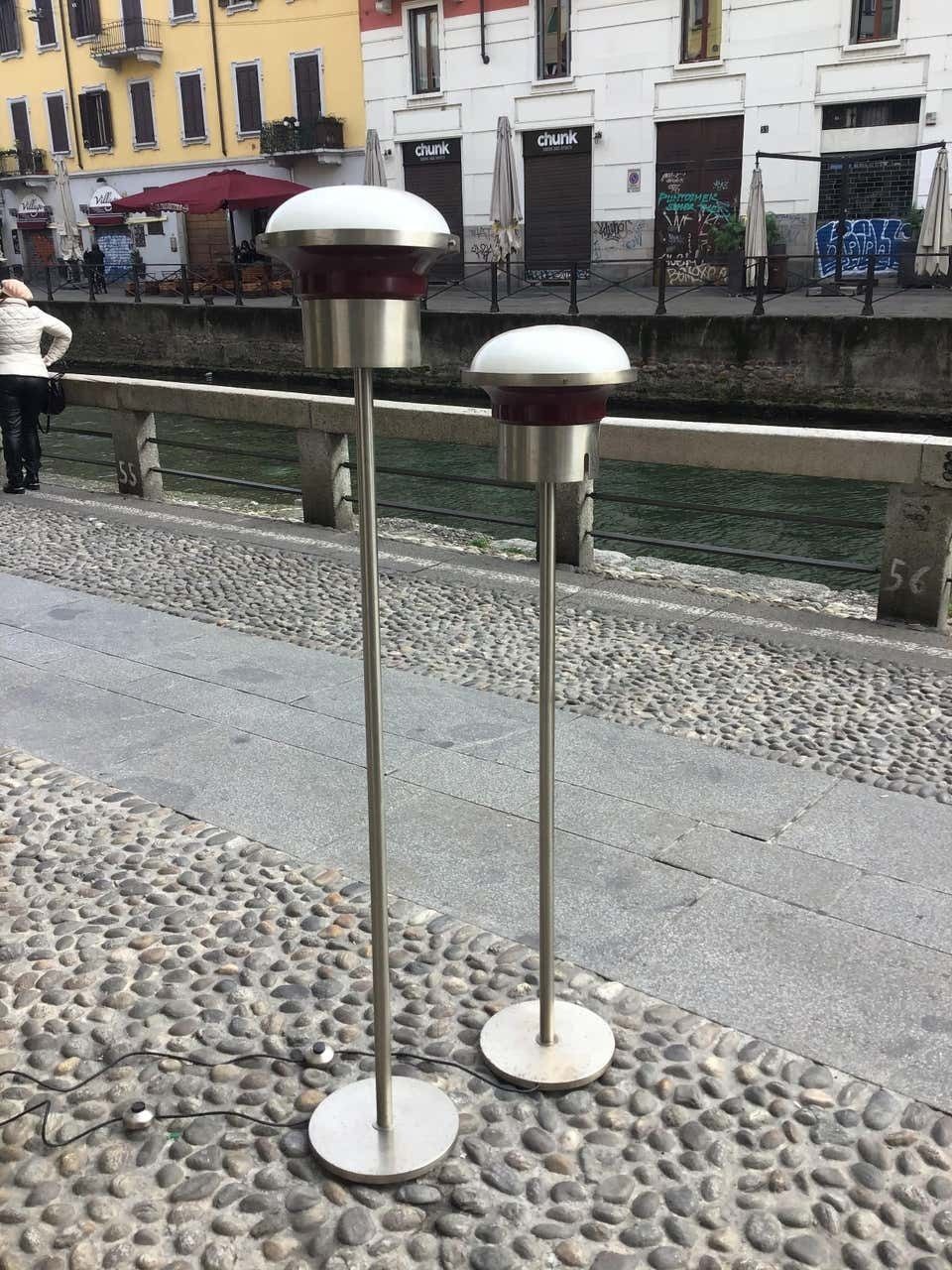 Sergio Mazza ‘Tau’ Couple Floor Lamp Metal Crome Glass 1960 Italy photo 4514.0