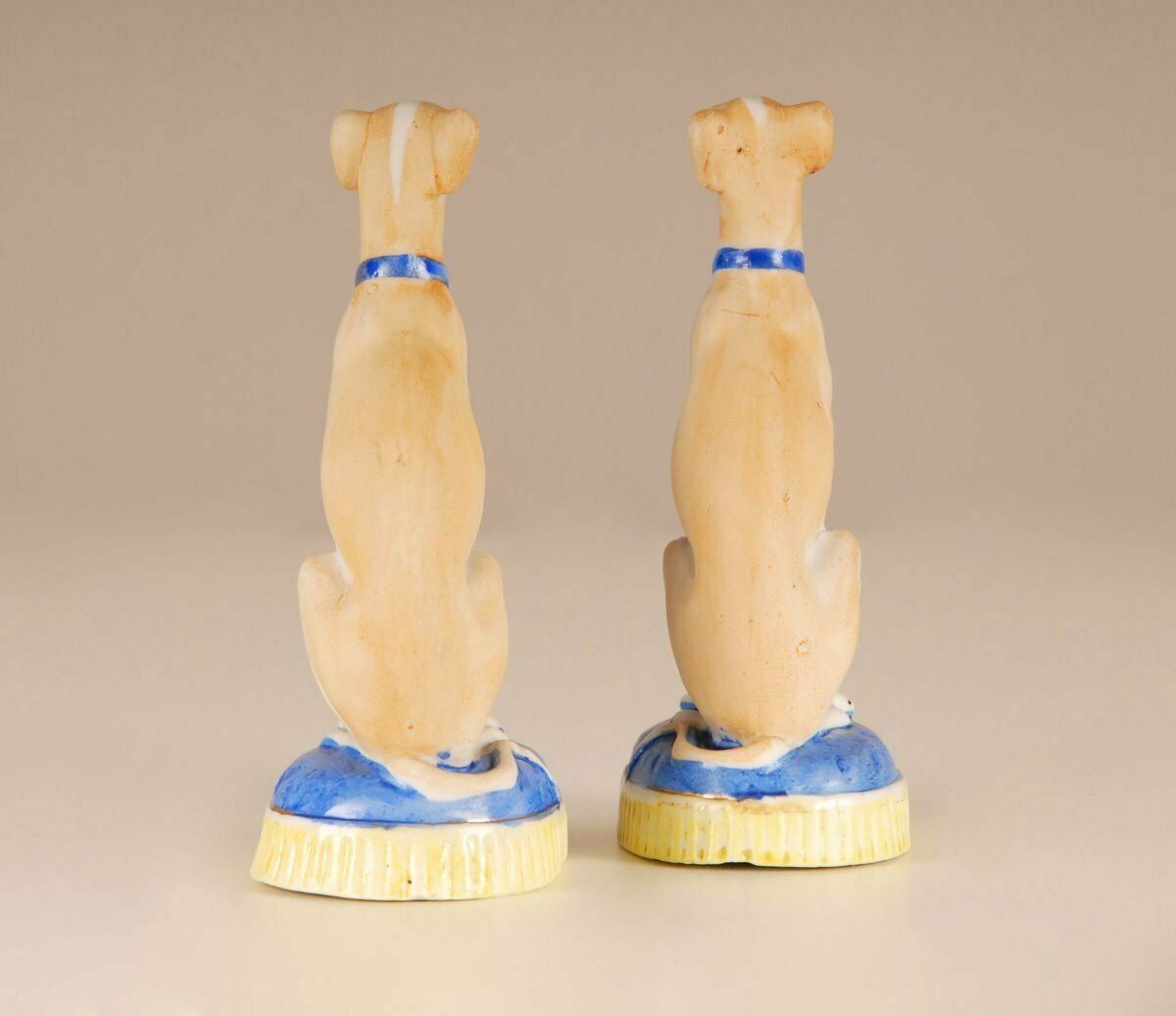 French Porcelain Greyhound Dogs, Staffordshire Style, 19th Century, Set Of 2 photo 1323.0