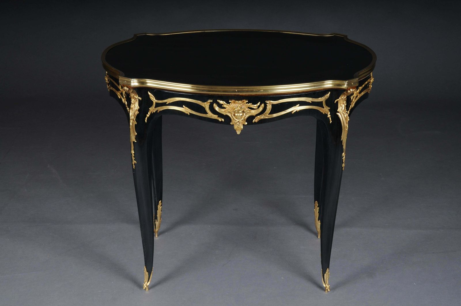 20th Century Royal Side Table After Francois Linke, Paris, Black Gold photo furniture