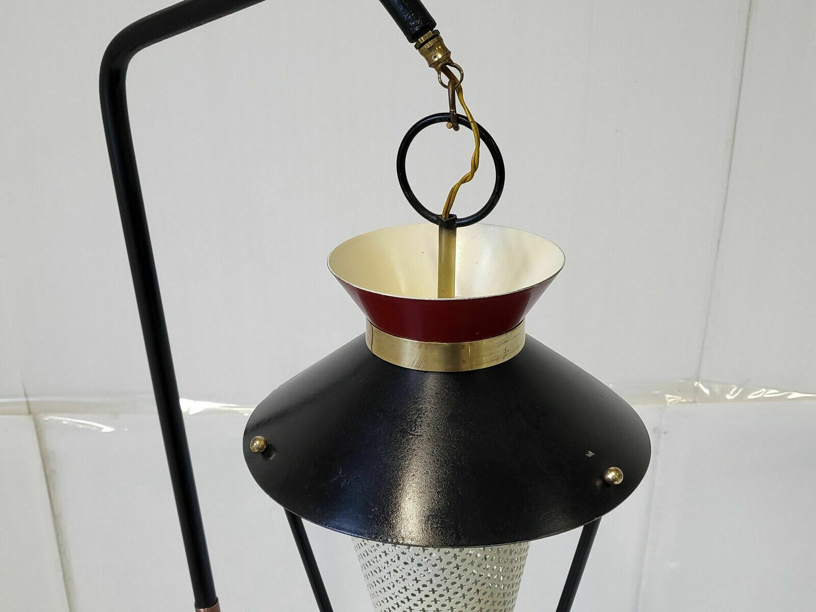 Vintage Lantaarnvloerlamp 1950 Maison Arlus Messing Goud & Staal Jaren 1950 photo Verlichting