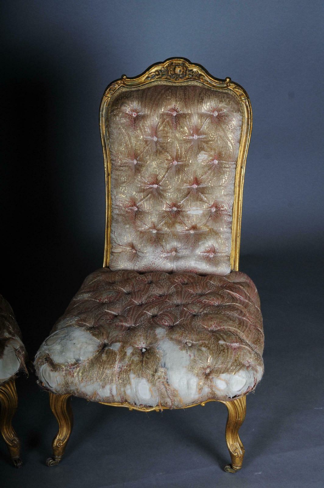 3 French Salon Lounge Chairs From The Bellevue Palace In Berlin, Gold From 1890 photo 4627.0