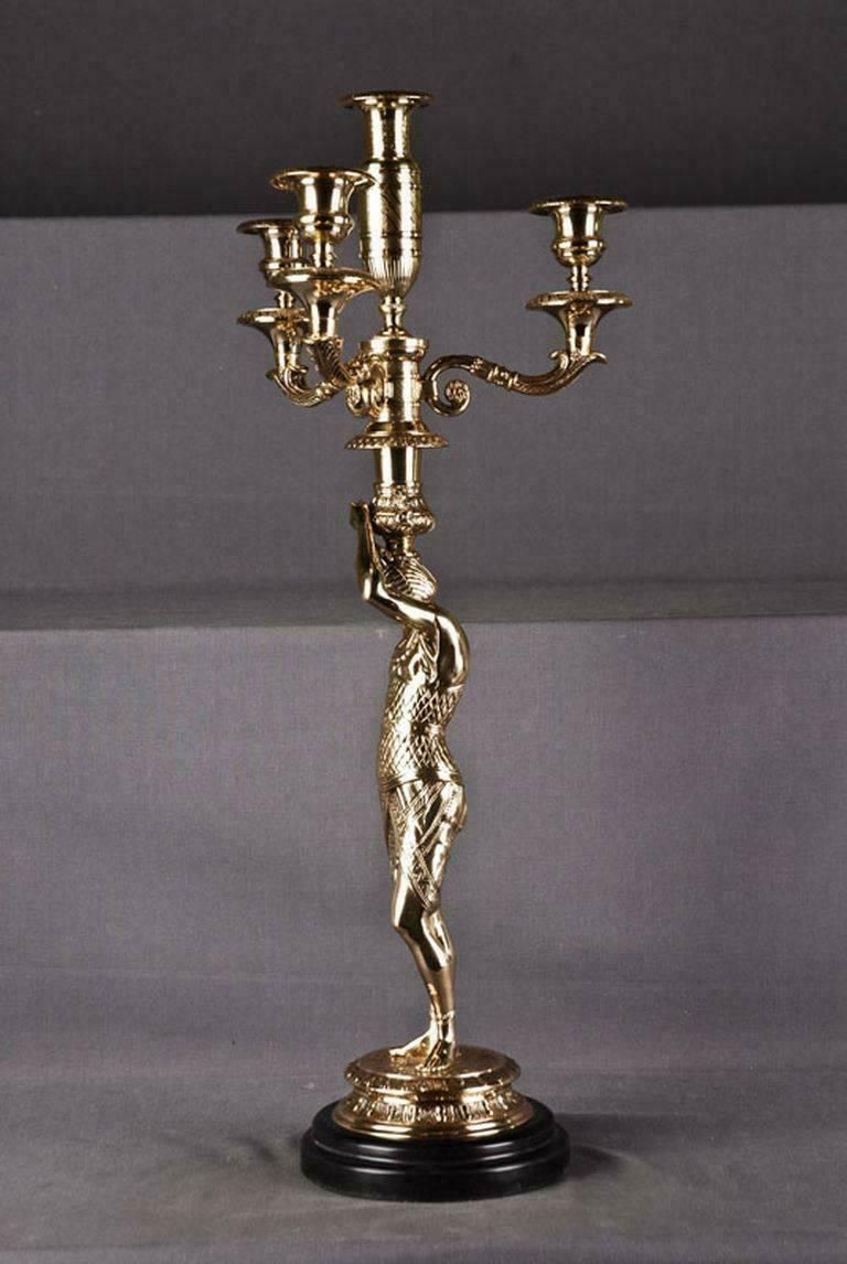 20th Century Empire Style Bronze Casted Figure Formed Candelabra photo Home Decor