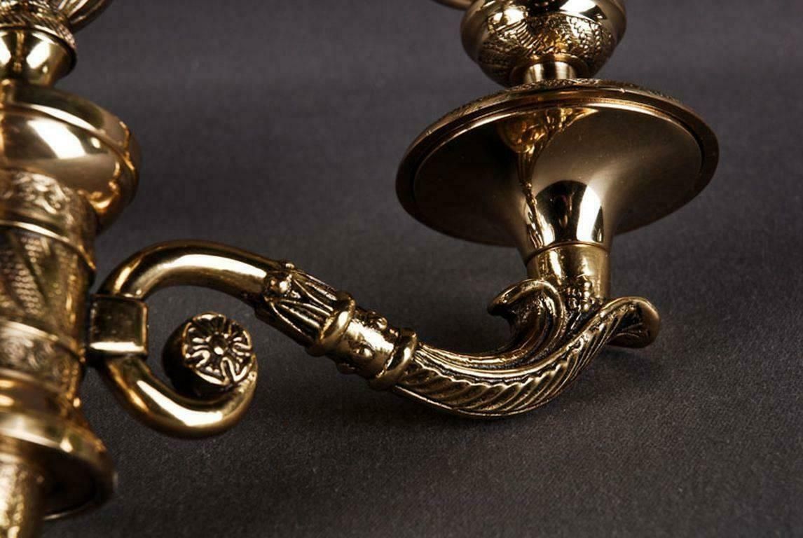 20th Century Empire Style Bronze Casted Figure Formed Candelabra photo vintage