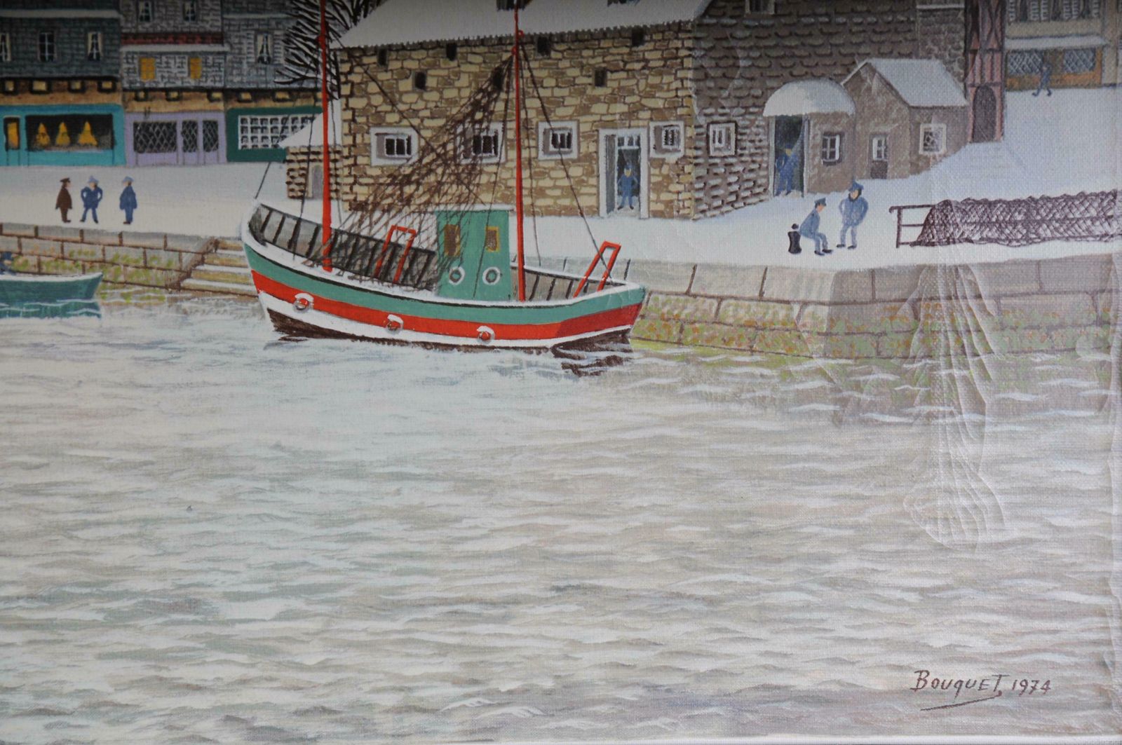 Oil Painting By André Bouquet Harbor In Winter photo 1377.0