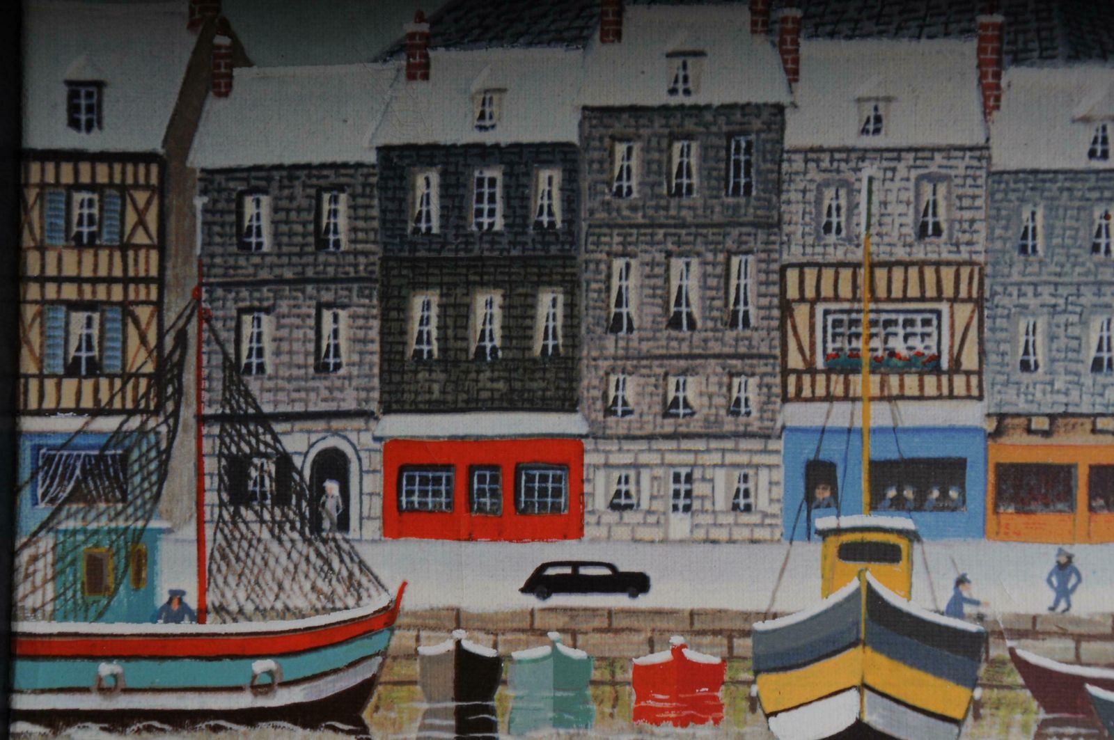 Oil Painting By André Bouquet Harbor In Winter photo buy