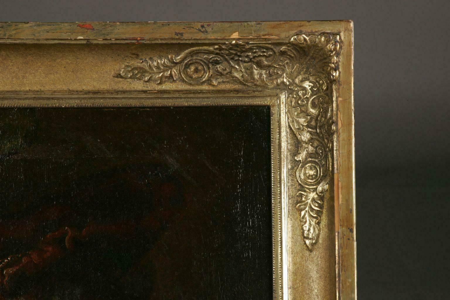 19th Century Barock Style Oil Painting Saskia Smiling With Feather Bar photo vinterior