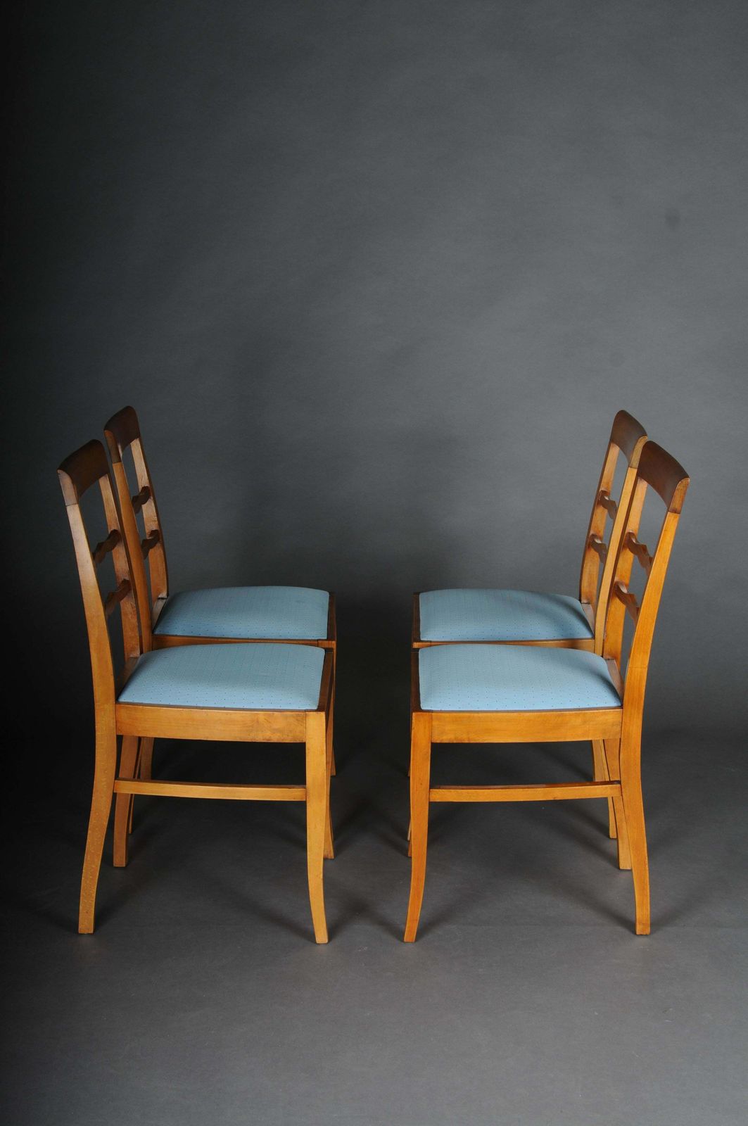 20th Century Set Of 4 Biedermeier/Art Deco Chairs, Birch photo vintage