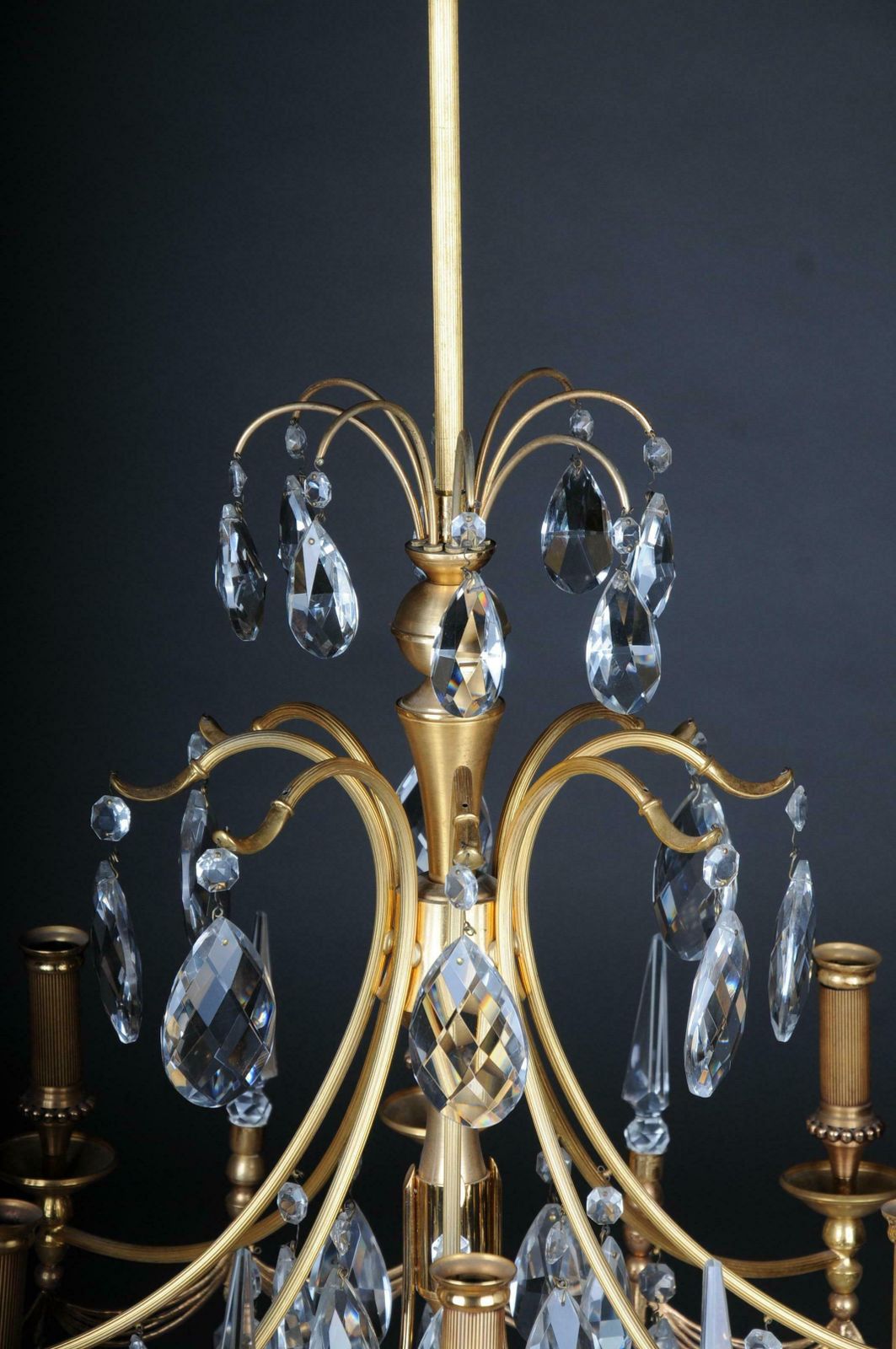 20th Century Large Gold Plated Brass Chandelier / Chandelier photo furniture