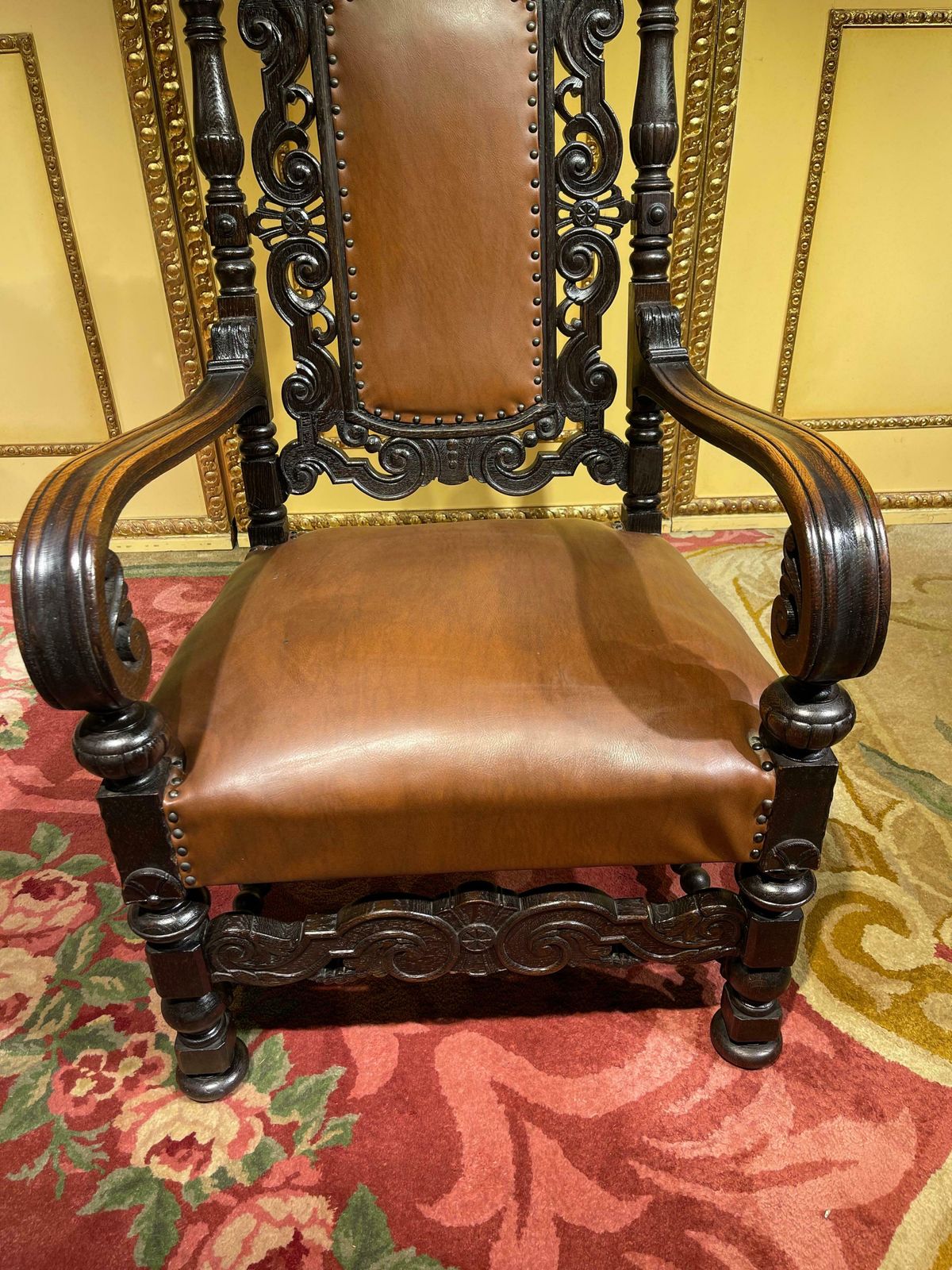 19th Century Throne Chair, Historicism Around 1880, Oak photo 2145.0