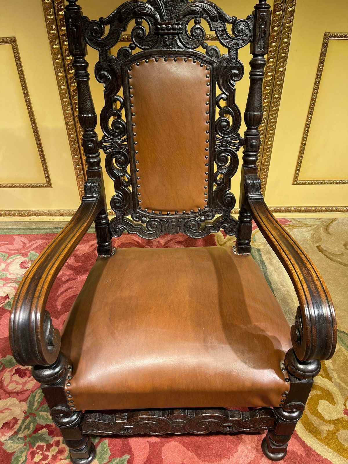19th Century Throne Chair, Historicism Around 1880, Oak photo buy
