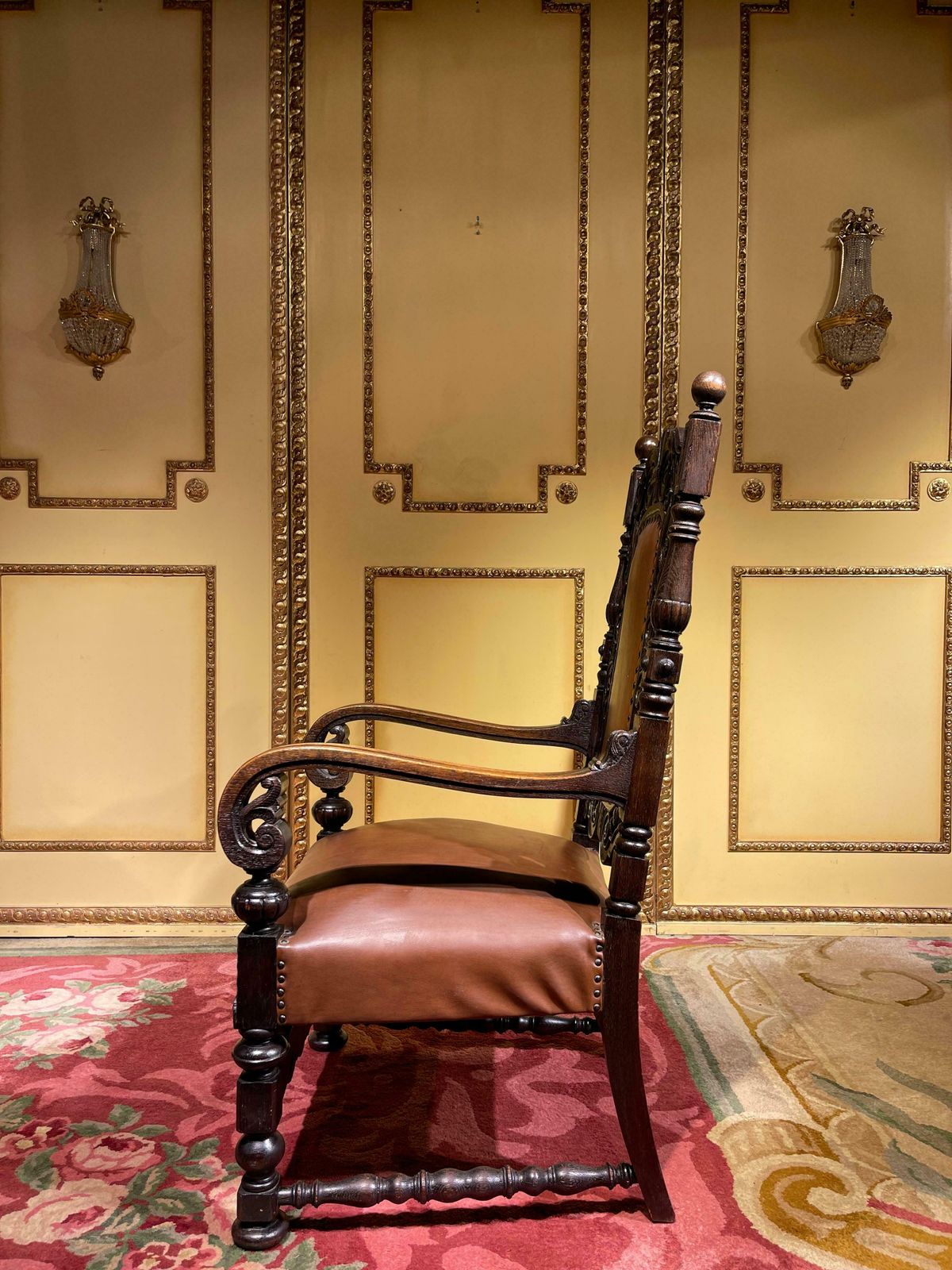 photo for sale 19th Century Throne Chair, Historicism Around 1880, Oak