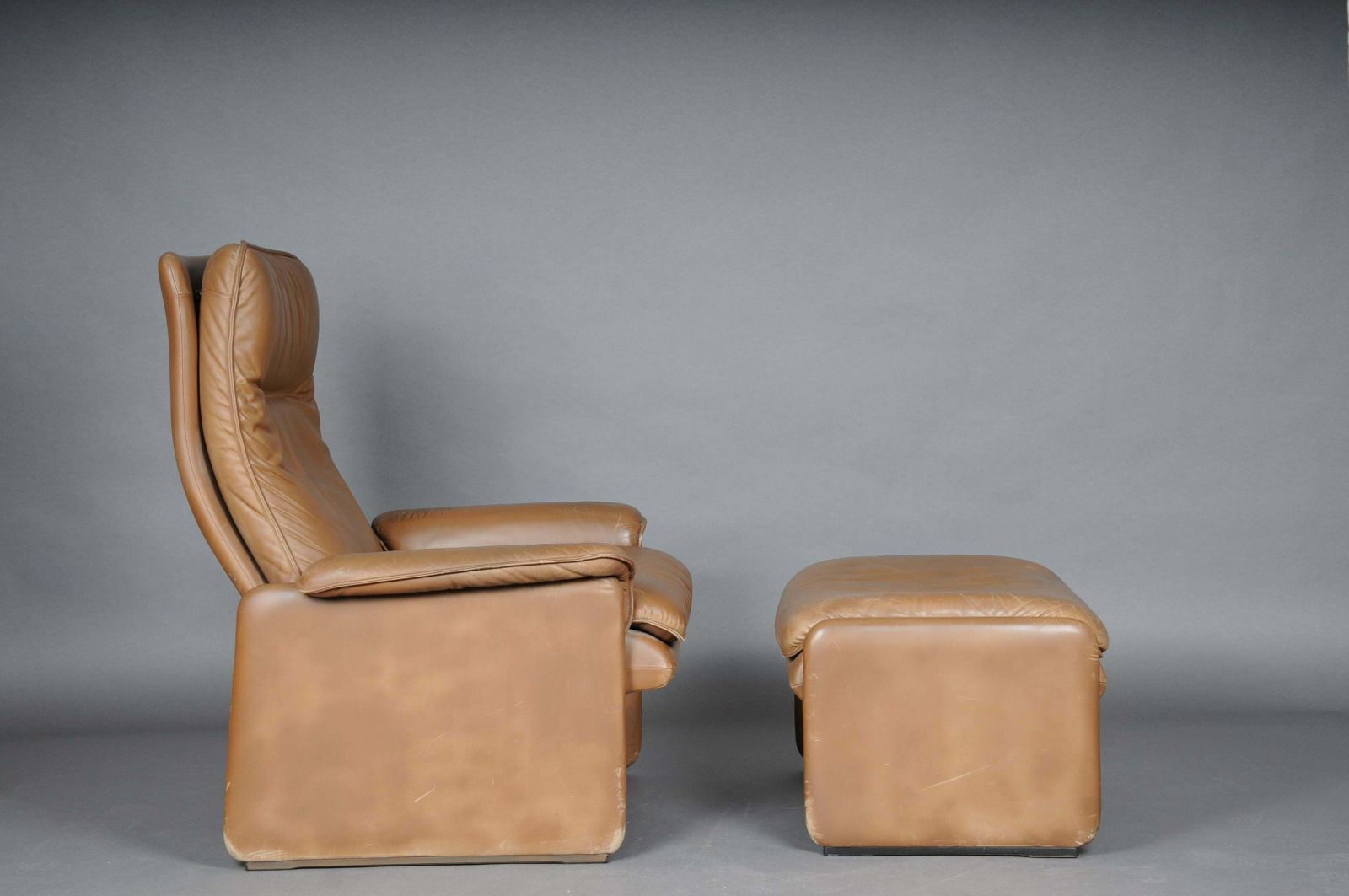 Ds50 De Sede Lounge Chair Set, Switzerland, 1970s, Leather Brown / Beige photo furniture