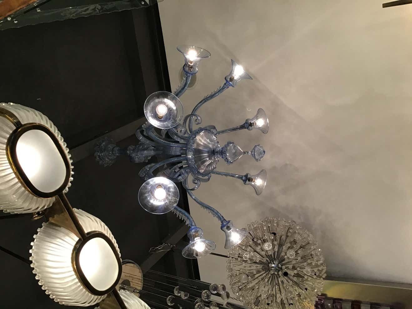 Venini Chandelier 8 Lights Murano Glass 1940 Italy photo for sale