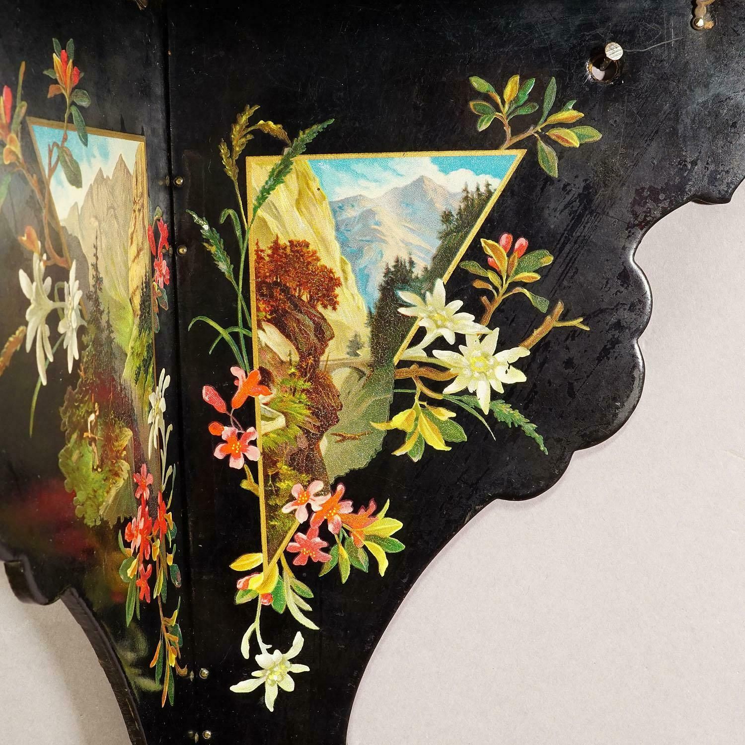 Antique Victorian Papier Mâché Wall Shelve With Edelweiss Decoration photo Furniture