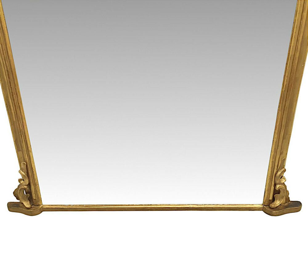 A Fabulous 19th Century Giltwood Arch Top Overmantle Mirror photo for sale