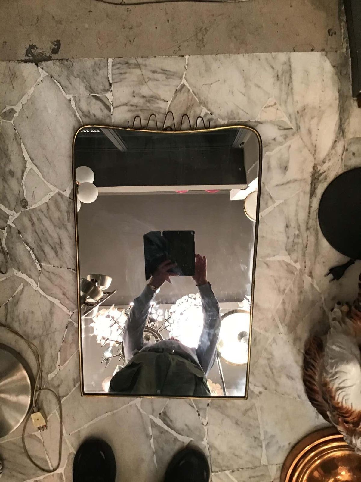 photo for sale Gio’ Ponti Fontana Arte Mirror Brass Wood Glass 1950 Italy