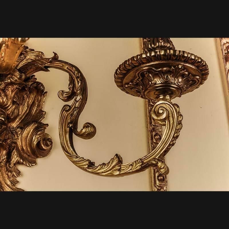19th Century Regency Louis XV Style Bronze Gilt Pair Of Wall Lights photo vintage