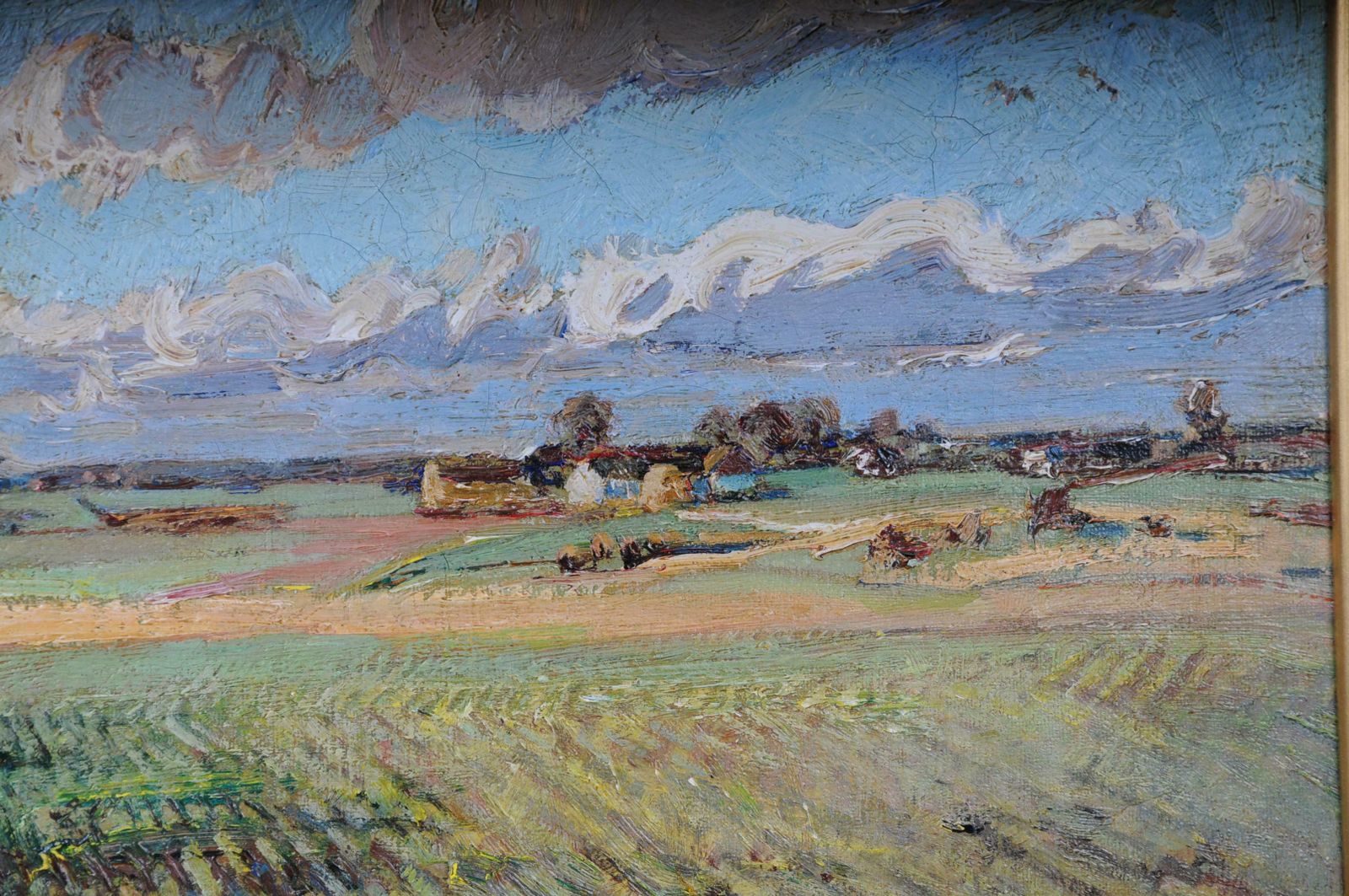 Impressionistic Oil Painting Idyllic Autumn Landscape Signed, 20th Century photo buy
