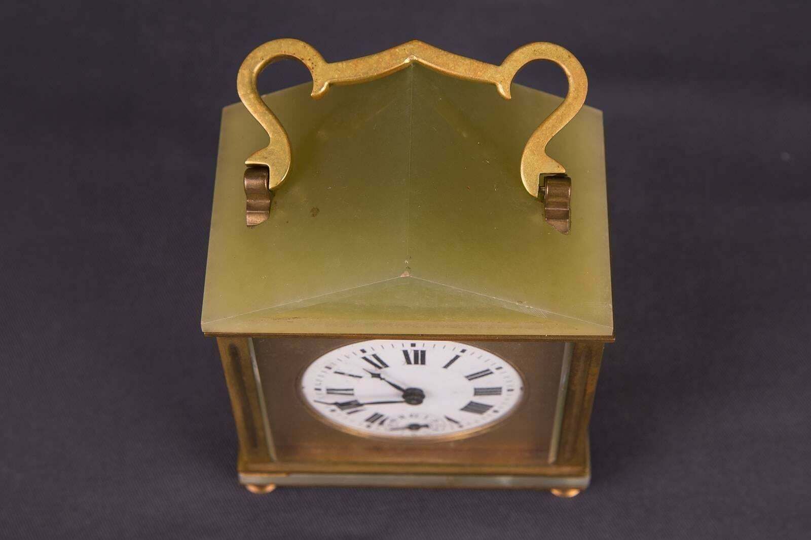 19th Century Neoclassical Bronze French Travel Watch Travel Alarm Clock photo vintage