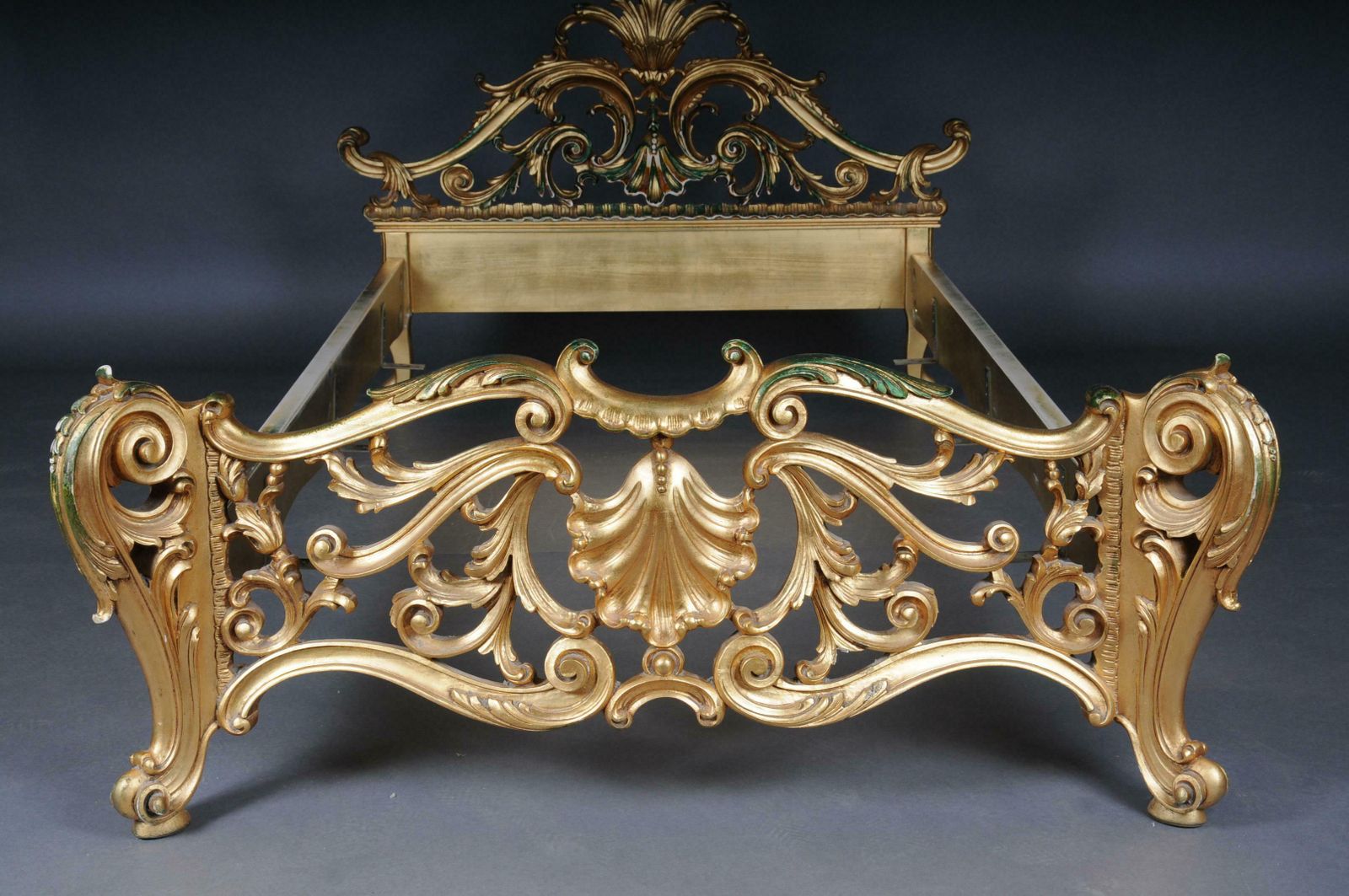 20th Century Antique French Louis XV Bed, Gold, Rococo photo for sale