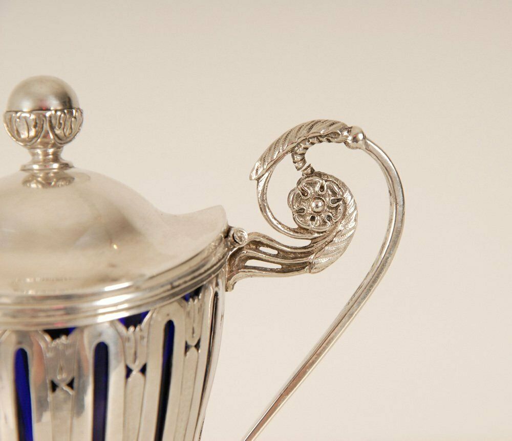 photo for sale Early 19th Century Sterling Silver French 1st Empire Napoleonic Mustard Pots, Set Of 2