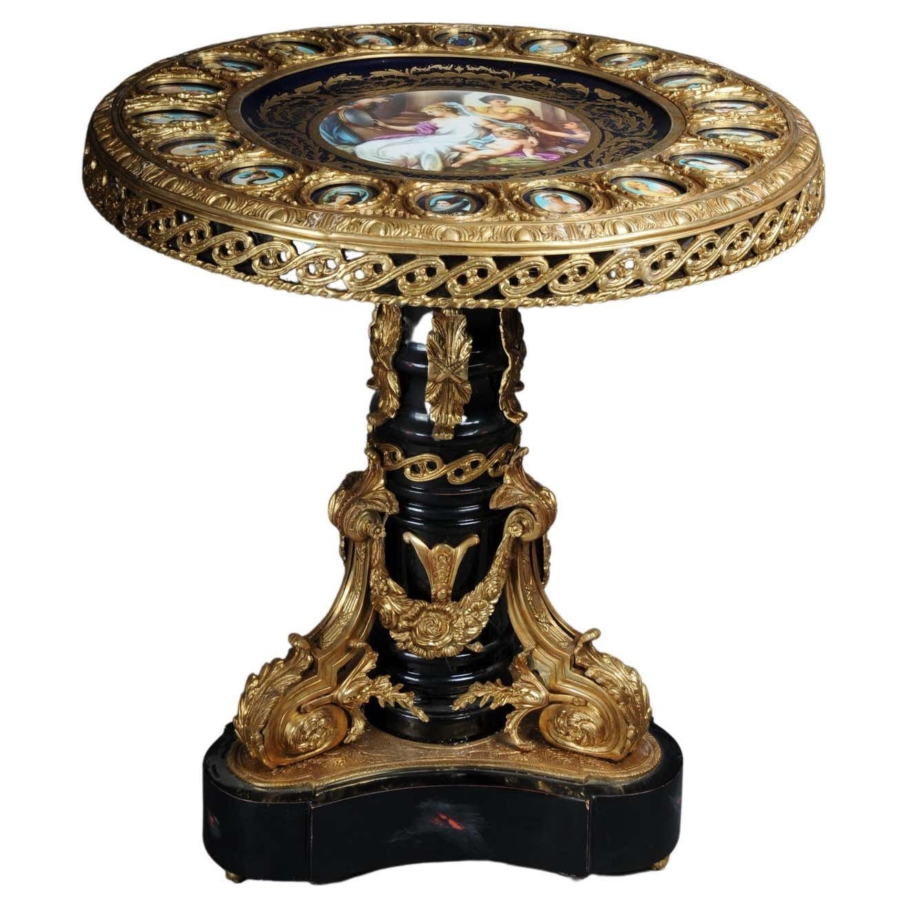 Imperial Centre Table, Frame And Top Mount In Porcelain With Sevres Style Bronze