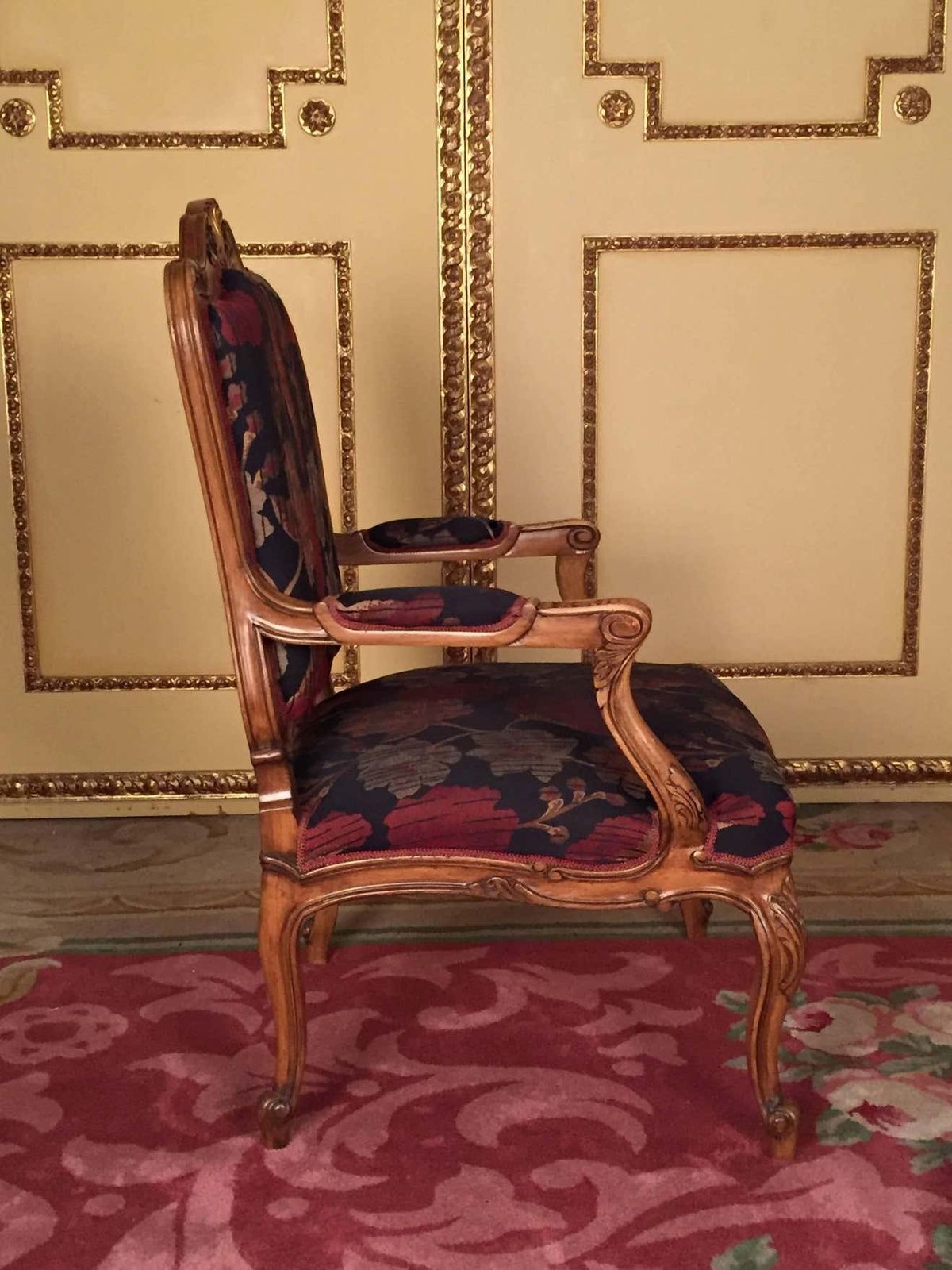20th Century Neo Baroque Pair Of Armchairs, Solid Walnut photo for sale