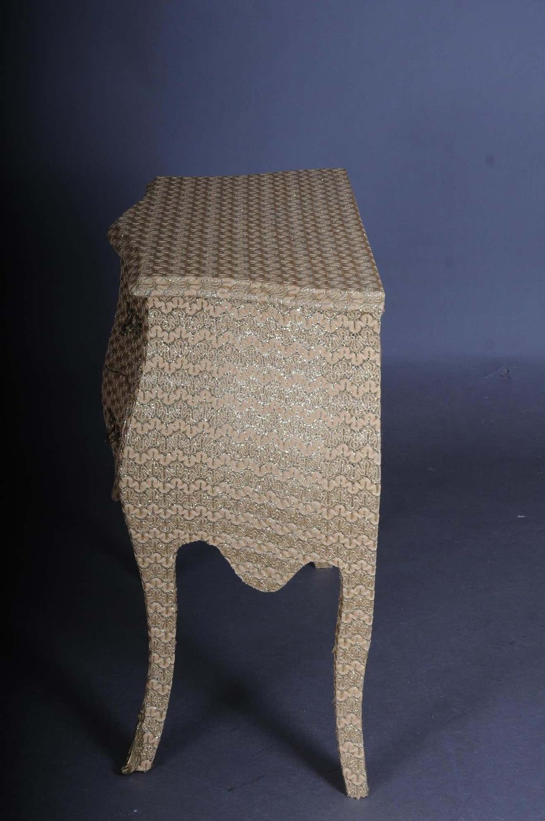 Extravagant Golden Baroque Designer Chest Of Drawers With Fabric Cover photo vintage