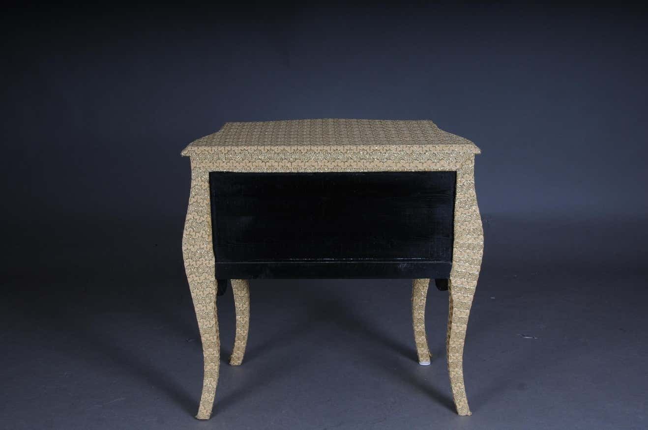 photo furniture Extravagant Golden Baroque Designer Chest Of Drawers With Fabric Cover