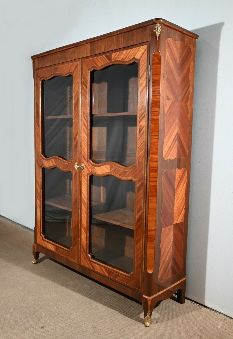 Bookcase In Rosewood And Indigenous, Louis XV Period – 18th Century photo for sale