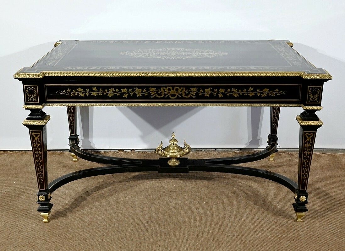 Important Bureau All Faces In Blackened Poirier, Napoleon III Period   Mid 19th Century photo for sale