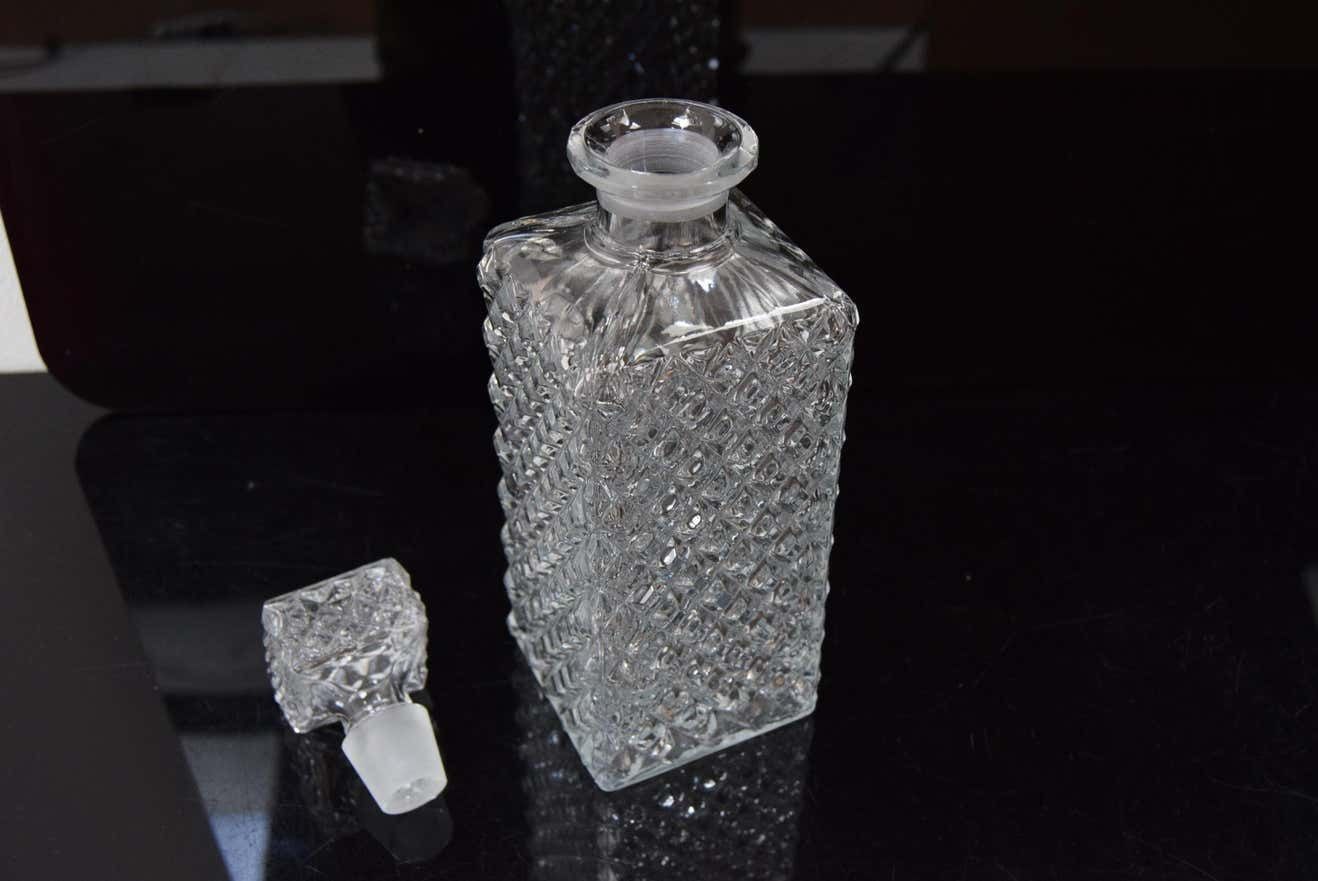Vintage Crystal Glass Liqueur Decanter,1950's. photo vinterior