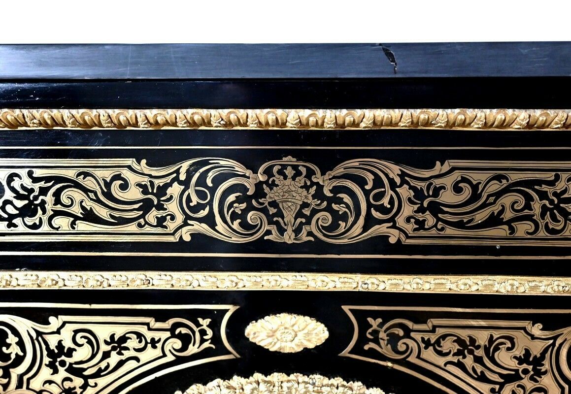 Support Cabinet In Blackened Pear Tree, Napoleon III Period   Mid 19th Century photo vintage