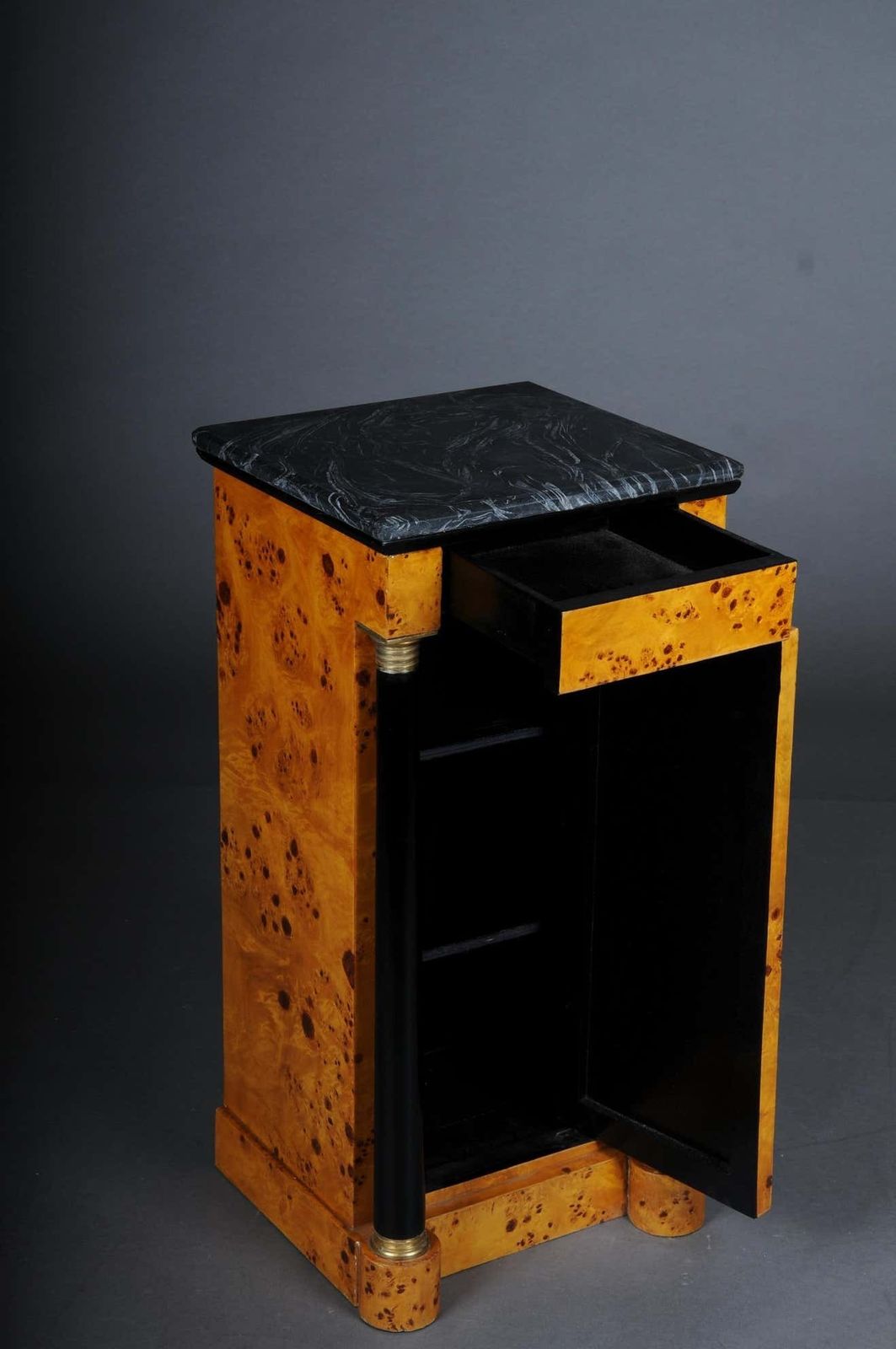 Classic Bedside Table, Side Table In Biedermeier Style, Maple Root R photo vintage
